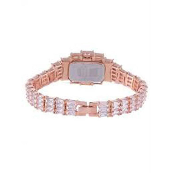 Rose Gold Rectangular Dial Watch For Women with Crystals - Heloisa 76010126