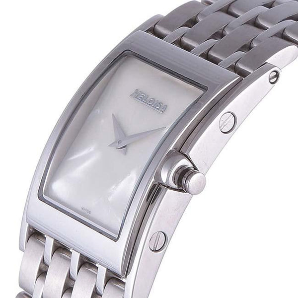 Stainless Steel with White MOP Dial Rectangular Case Watch For Men and Women - Heloisa 76081325