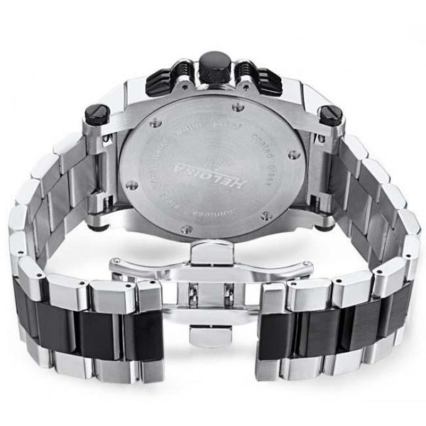 Dual Tone Stainless Steel with Black Dial Chronos Watch For Men - Heloisa 76120023