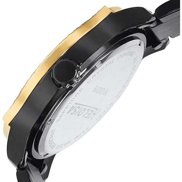 Black Stainless Steel with Black Dial and Golden Bezel Ring Chronos Watch For Men - Heloisa 76120219