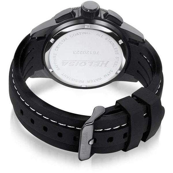 Black and White Rubber Sport Chronos Watch For Men - Heloisa 76120223