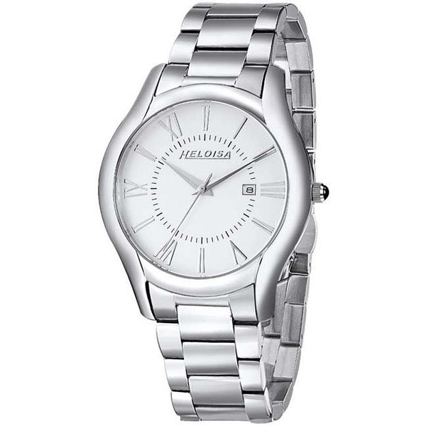 Stainless Steel White Round Dial Watch For Men - Heloisa 76120224