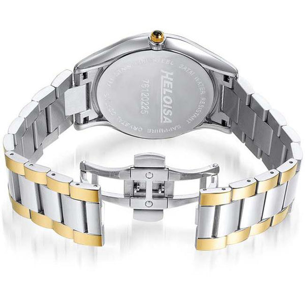 Dual Toned Stainless Steel White Round Dial Watch For Men - Heloisa 76120225