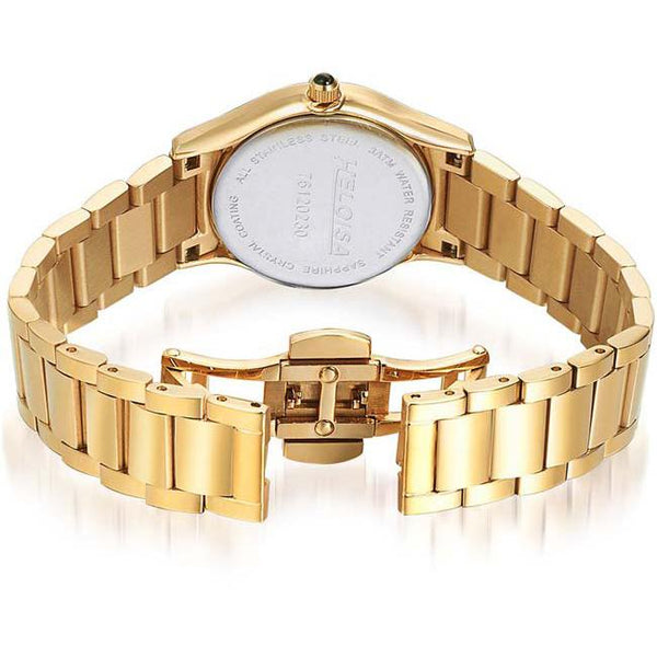 Golden Stainless Steel Black Round Dial Watch For Women - Heloisa 76120230