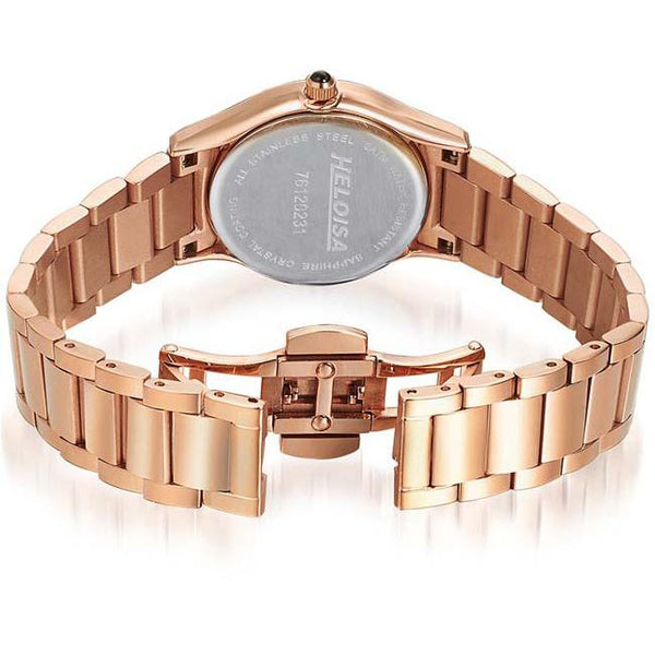 Rose Gold Stainless Steel Black Round Dial Watch For Women - Heloisa 76120231