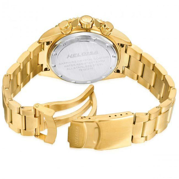 Golden Plated Stainless Steel with Black Dial Chronos Watch For Men - Heloisa 76120235