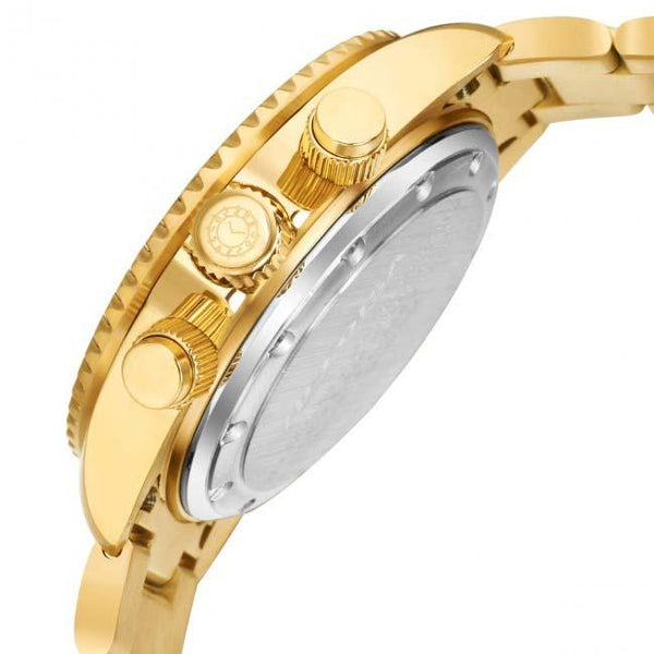 Golden Plated Stainless Steel with Black Dial Chronos Watch For Men - Heloisa 76120235