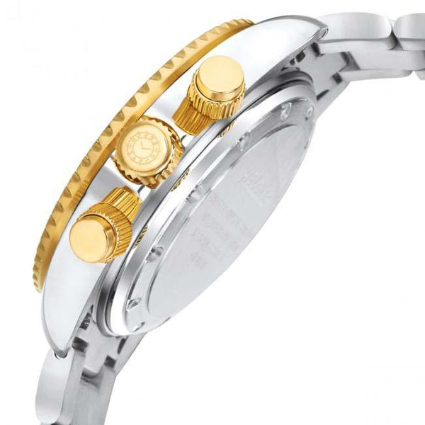 Dual Toned Stainless Steel with Black Dial Chronos Watch For Men - Heloisa 76120236