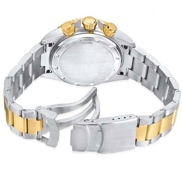 Dual Toned Stainless Steel with Black Dial Chronos Watch For Men - Heloisa 76120236