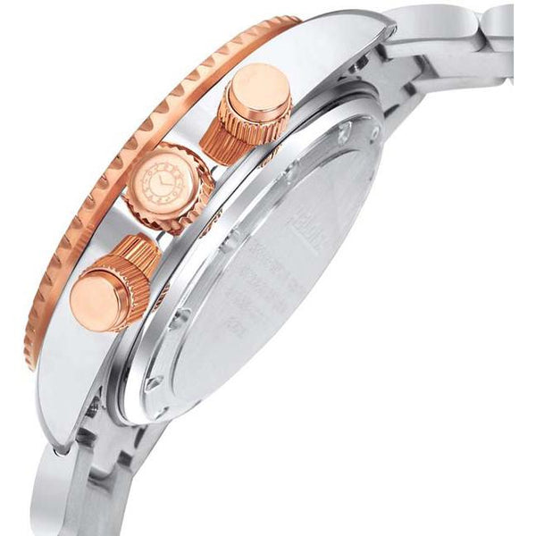 Dual Toned Stainless Steel with Black Dial Chronos Watch For Men - Heloisa 76120237