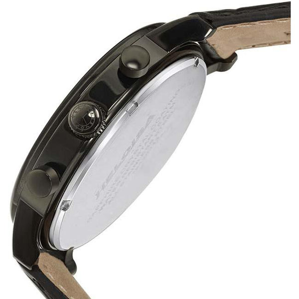 Black Leather with Black Round Dial Black Case Chronos Watch For Men - Heloisa 76120242