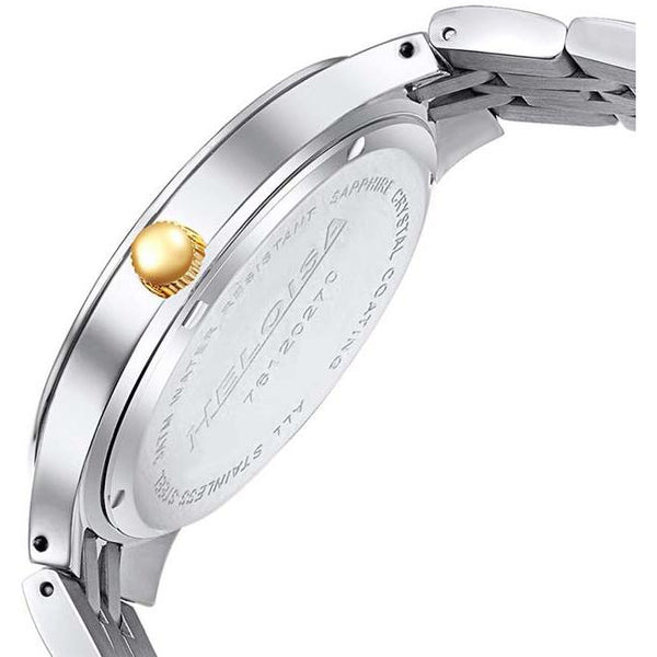 Dual Toned Stainless Steel Silver Round Dial Watch For Men - Heloisa 76120270