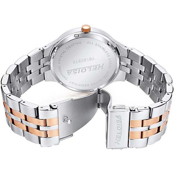 Dual Toned Stainless Steel Silver Round Dial Watch For Men - Heloisa 76120272