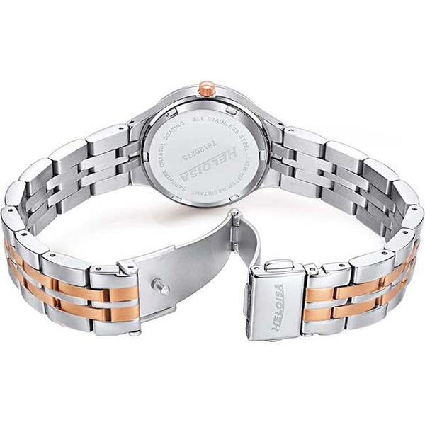 Dual Toned Stainless Steel Silver Round Dial Watch For Women - Heloisa 76120276
