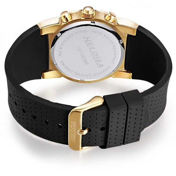 Black Rubber Golden Matt Stainless Steel Case Sport Chronos Watch For Men - Heloisa 76120286