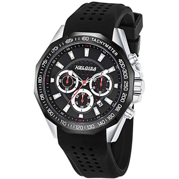 Round Case and Black Dial with Black Rubber Band Sport Chronos Watch For Men - Heloisa 76120289