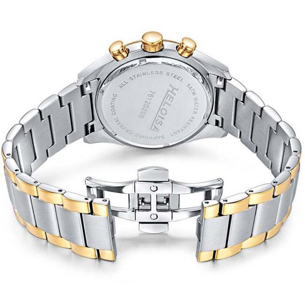 Dual Tone Stainless Steel with Silver Dial Chronos Watch For Men - Heloisa 76120298