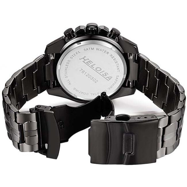 Black Stainless Steel with Black Dial Chronos Watch For Men - Heloisa 76120302