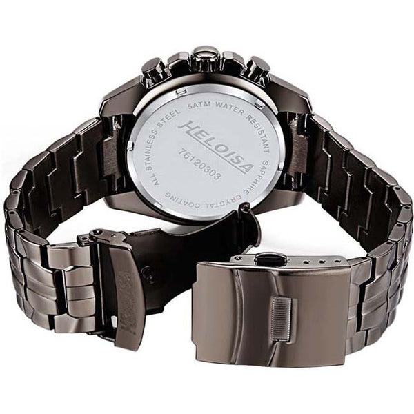 Grey Stainless Steel with Grey Dial Chronos Watch For Men - Heloisa 76120303