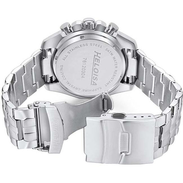 Dual Tone Stainless Steel with Silver Dial Chronos Watch For Men - Heloisa 76120304