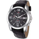 Black Leather with Black Dial Chronos Watch  For Men - Heloisa 76120305