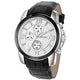 Black Leather with White Dial Chronos Watch  For Men - Heloisa 76120306
