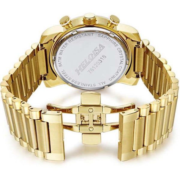 Golden Plated Stainless Steel with Golden Dial Chronos Watch For Men - Heloisa 76120318