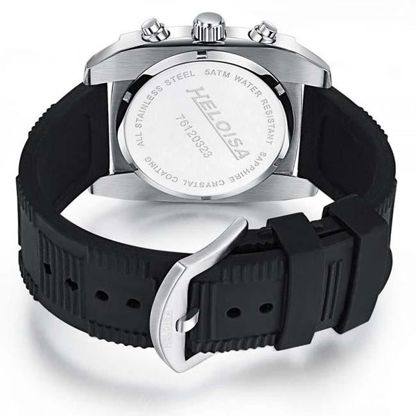 Black Rubber with White Dial Sport Chronos Watch For Men - Heloisa 76120323