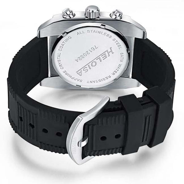 Black Rubber with Silver Dial Sport Chronos Watch For Men - Heloisa 76120324