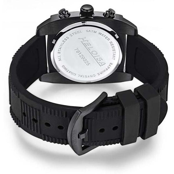 Black Rubber with Black Dial Sport Chronos Watch For Men - Heloisa 76120325