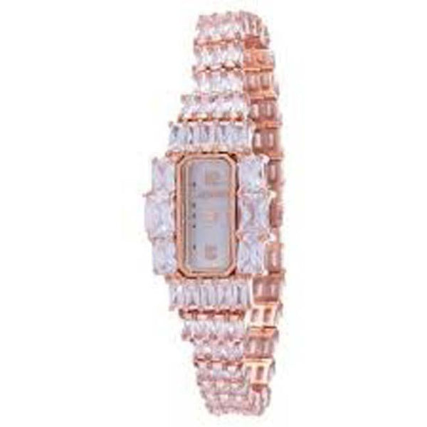 Rose Gold Rectangular Dial Watch  For Women with Crystals - Heloisa 76010126