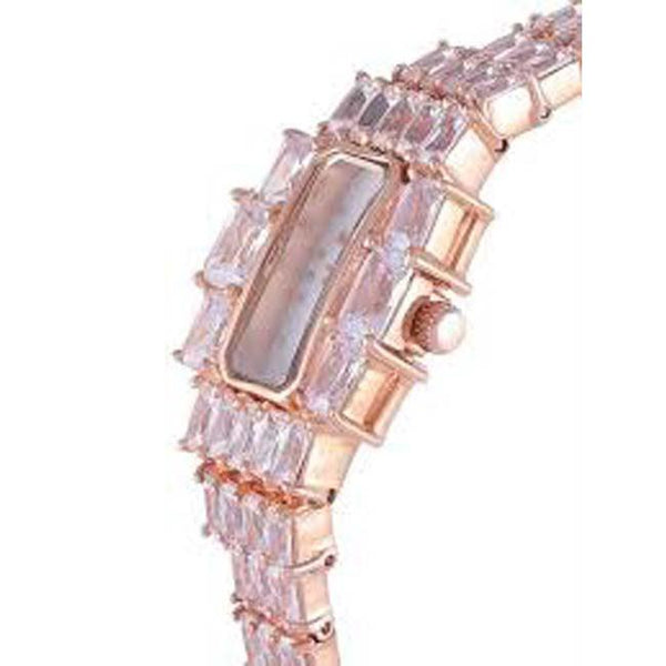 Rose Gold Rectangular Dial Watch  For Women with Crystals - Heloisa 76010126