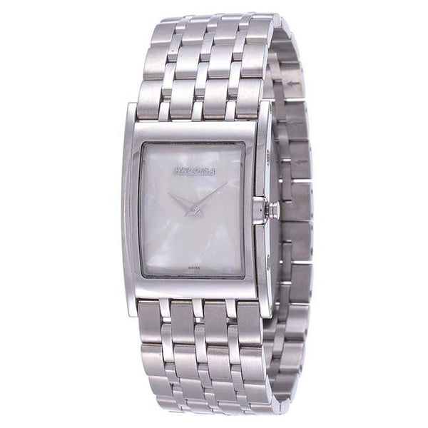 Stainless Steel with White MOP Dial Rectangular Case Watch For Men and Women - Heloisa 76081325