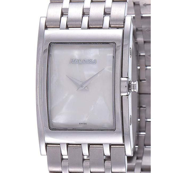 Stainless Steel with White MOP Dial Rectangular Case Watch For Men and Women - Heloisa 76081325