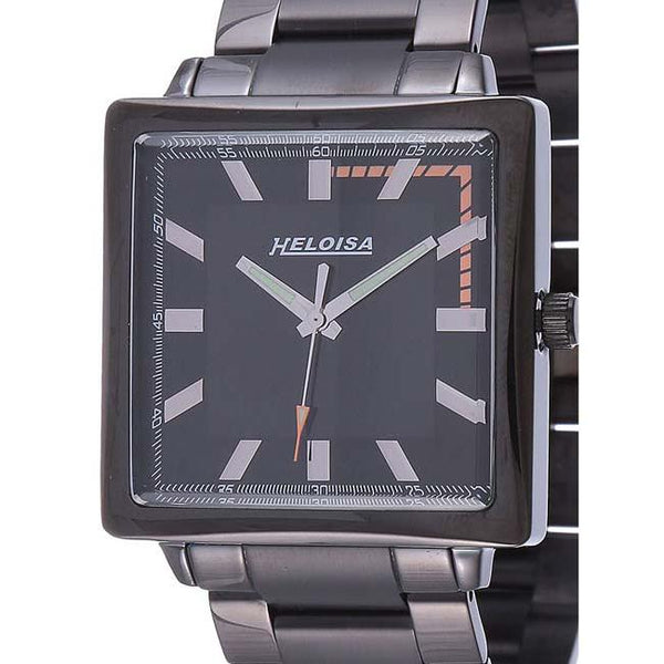 Stainless Steel with Black Dial Square Case Watch For Men - Heloisa 76091088