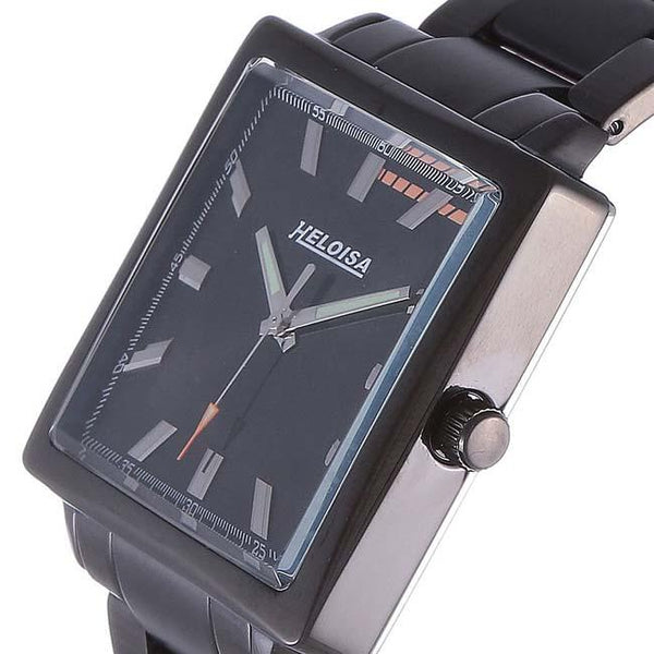 Stainless Steel with Black Dial Square Case Watch For Men - Heloisa 76091088