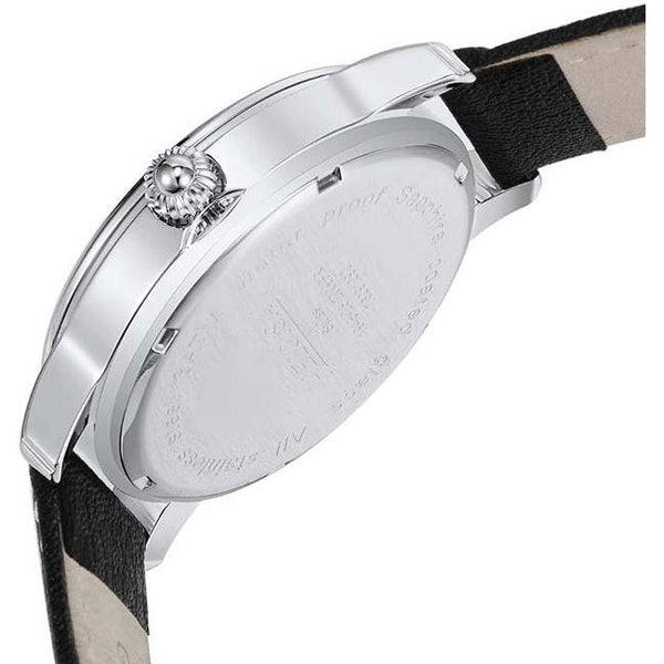 Black Leather Band with White Dial Round Case Watch For Men and Women - Heloisa 76091090