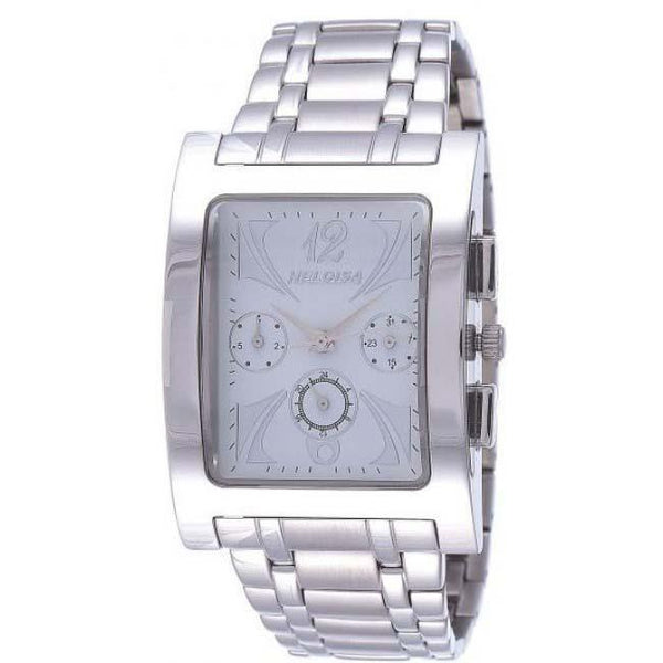 Stainless Steel with White Dial Rectangular Case Chronograph Watch For Men - Heloisa 76091124