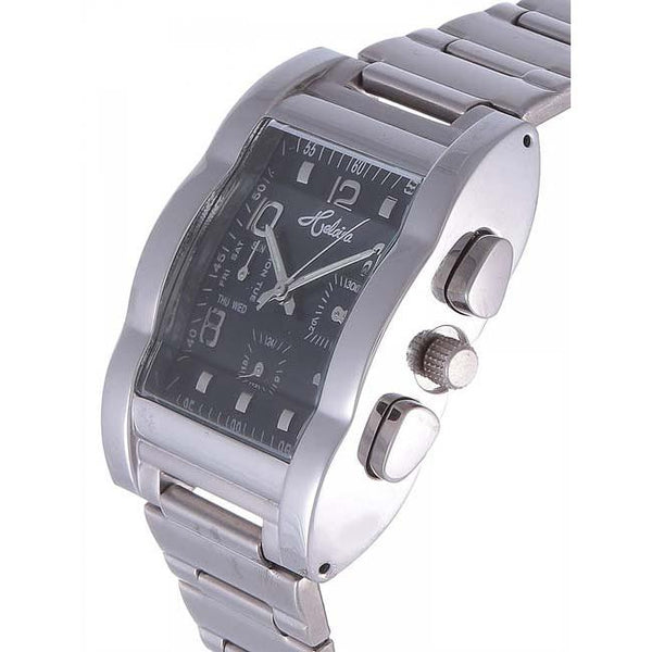 Stainless Steel with Black Dial Rectangular Case Watch For Men - Heloisa 76091550