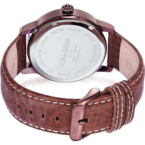 Brown Leather Band with Coffee Dial Round Case Watch For Men and Women - Heloisa 76120200