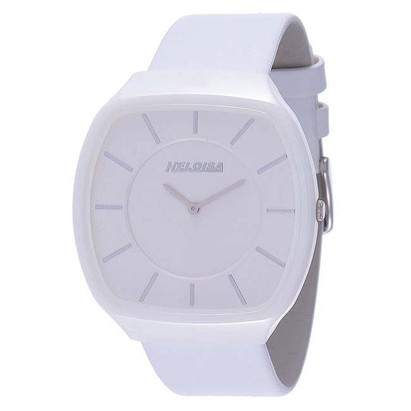 Ceramic Case White Leather Band Watch For Men and Women - Heloisa 76120210