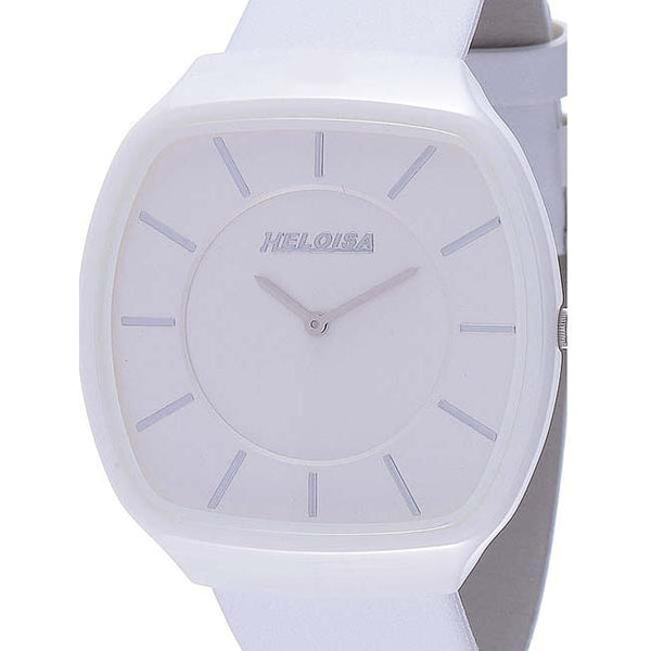 Ceramic Case White Leather Band Watch For Men and Women - Heloisa 76120210