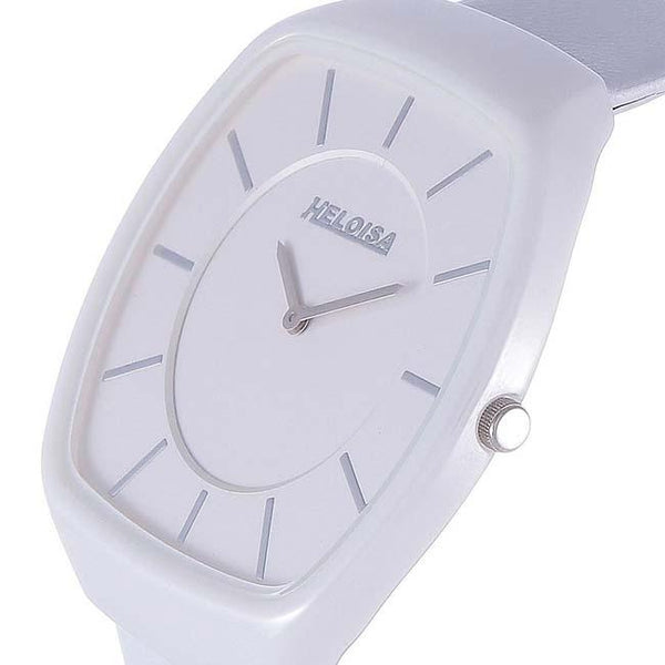 Ceramic Case White Leather Band Watch For Men and Women - Heloisa 76120210