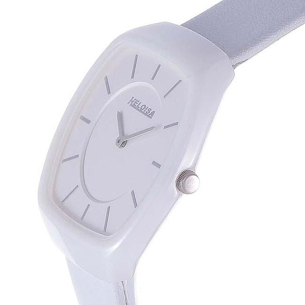 Ceramic Case White Leather Band Watch for Women - Heloisa 76120212