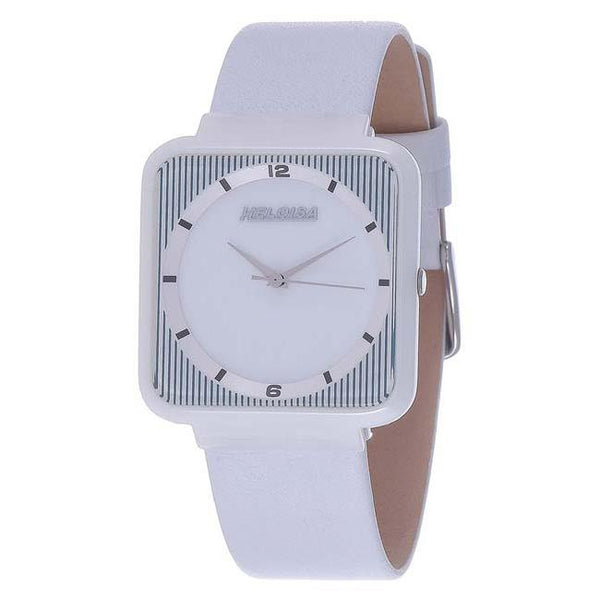 Ceramic Case White Leather Band Watch For Men and Women - Heloisa 76120214