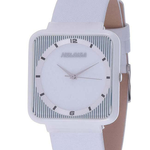 Ceramic Case White Leather Band Watch For Men and Women - Heloisa 76120214