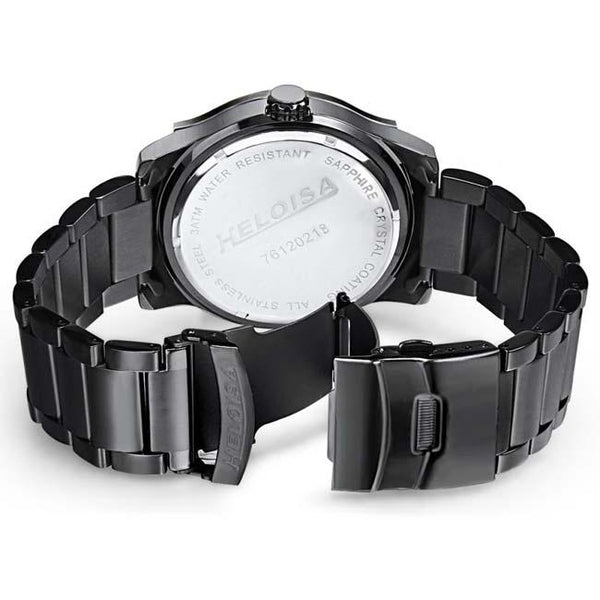 Black Stainless Steel with Black Dial Chronos Watch  For Men - Heloisa 76120218