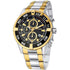 Dual Toned Stainless Steel with Black Dial Chronos Watch  For Men - Heloisa 76120221