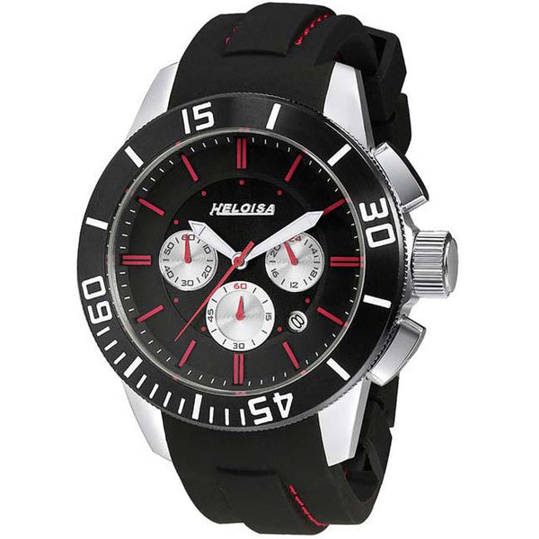 Red and Black Rubber Sport Chronos Watch  For Men - Heloisa 76120222