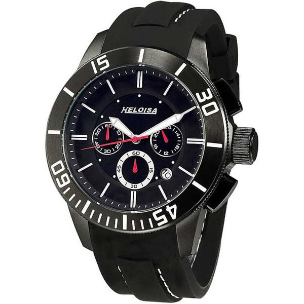 Black and White Rubber Sport Chronos Watch  For Men - Heloisa 76120223